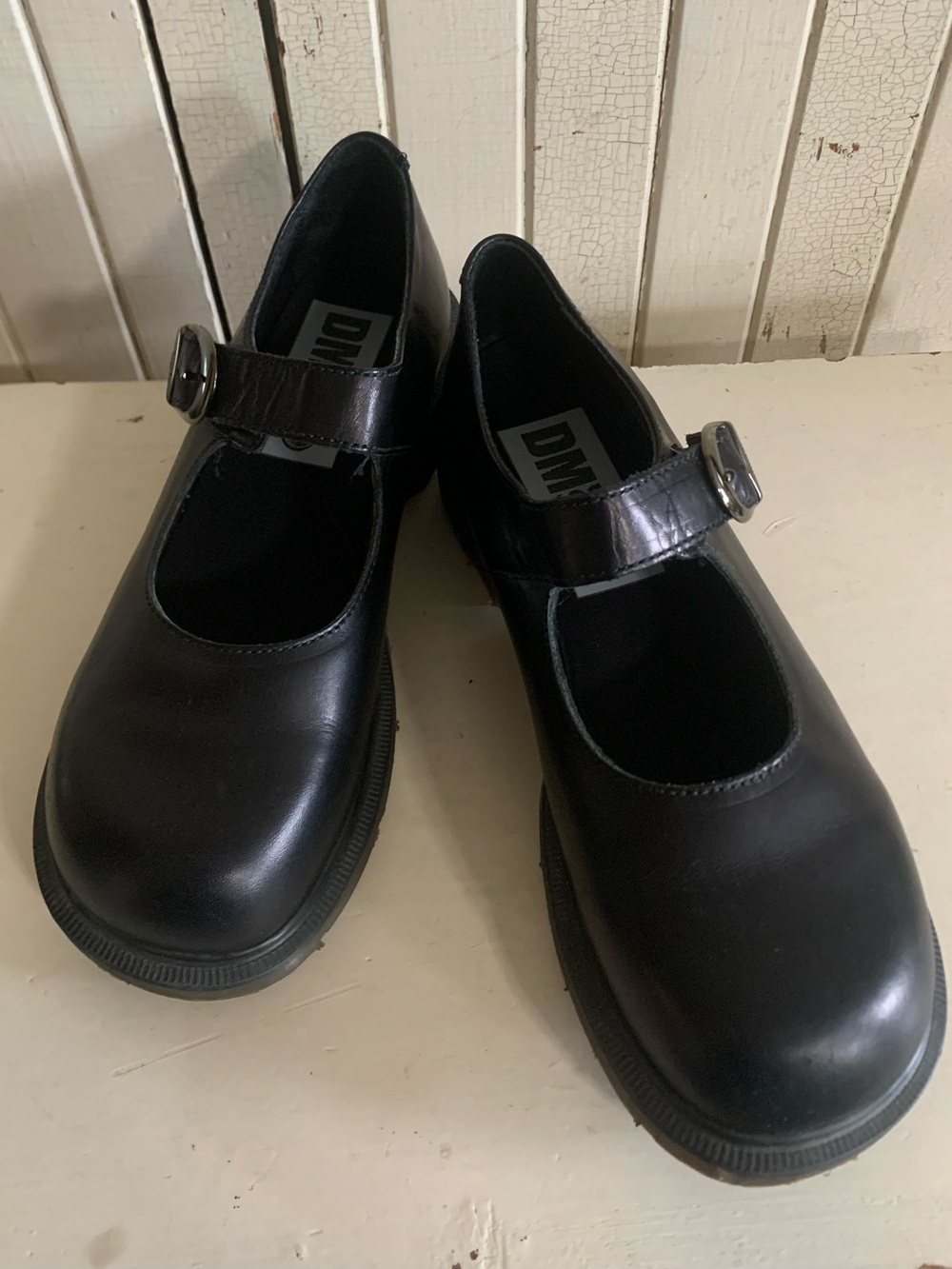 Vintage Doc Martens Made in England Classic Black Leather Mary Janes UK 8